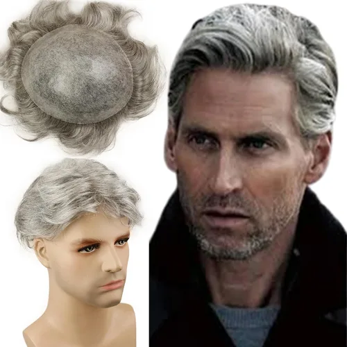 Miniatura 9 de Voloria Toupee para hombre ultra fina piel PU hombres postizo europeo virgen cabello humano reemplazo piezas 10x8inch 7 color marrón claro