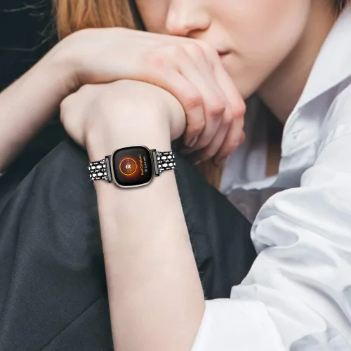 Miniatura 3 de BabyValley banda de metal compatible con Samsung Galaxy Watch 3 41/45MM pulsera de acero inoxidable pulsera joya correa de repuesto de cristal Negro