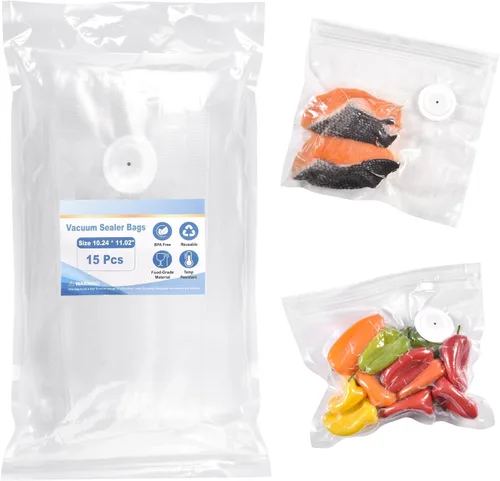 Miniatura 10 de VENMATE Bolsas reutilizables selladoras al vacío, paquete de 15 unidades sin BPA de 8 x 8 pulgadas, grado comercial de alta resistencia, a prueba
