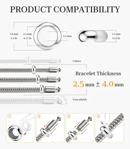 Miniatura 5 de GW Abalorios redondos de plata de ley 925 para pulseras de dijes para mujeres