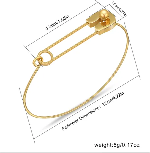 Miniatura 2 de AILUOR Pulsera de gancho de seguridad de moda, estilo vintage punk clásico simple amor pulsera joyería unisex