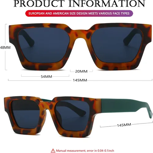 Miniatura 82 de AIEYEZO Gafas de sol cuadradas para mujeres y hombres, gafas de sol cuadradas con montura gruesa, estilo de diseñador simple