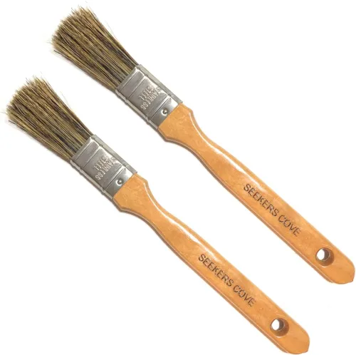 Juego de 2 pinceles para licuadora de fondo, dos pinceles de 1 pulgada, mango de madera y cerdas naturales para pintura artística (par de pinceles