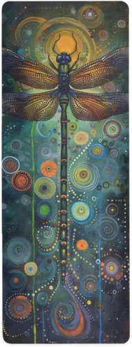 Miniatura 8 de Dragonfly Painting Yoga Mat Non-Slip Fitness Mat for Pilates, Workout & Home Gym, 71x26 Inch Yoga Mats for Enhanced Yoga Practice