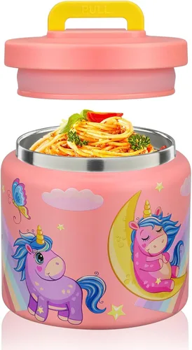 Miniatura 18 de JXXM Tarro térmico de 8 onzas para alimentos fríos y calientes para niños, recipientes aislados para el almuerzo, tarro de comida caliente, a prueba