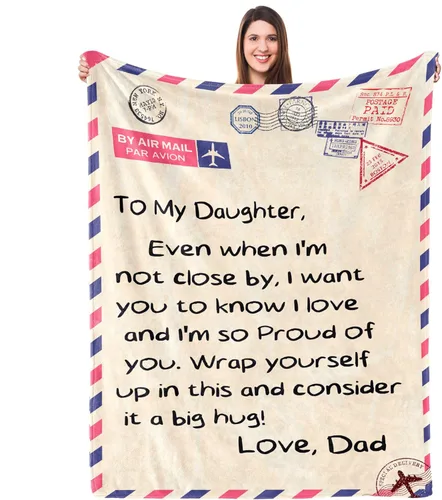UFOORO Manta de regalo para papá, manta de forro polar suave para hija en Navidad, Día de la Madre, cumpleaños, regalo sincero de papá a hija, el A