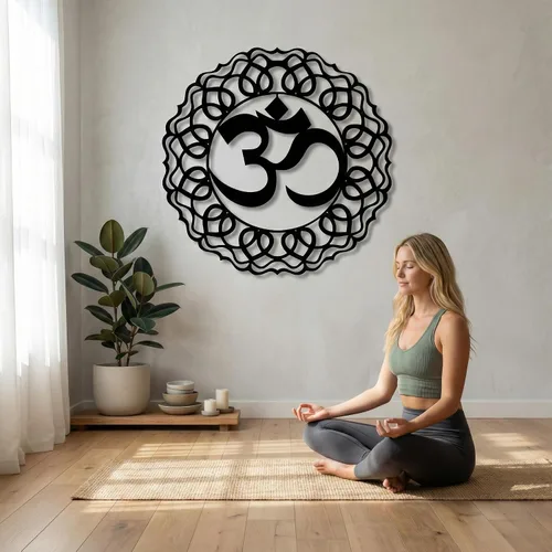 Miniatura 4 de DEKADRON Arte de pared de metal, decoración de Om de metal, regalos de yoga, símbolo de aum, arte de pared OM, decoración de estudio de yoga