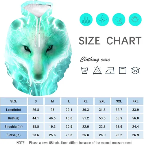 Miniatura 4 de Minei Sudadera unisex con capucha de lobo con estampado 3D para hombre