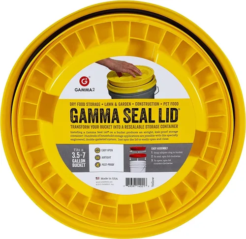 Miniatura 2 de Gamma2 Tapa de sello gamma para cubos utilitarios – Se adapta a cubos de 3.5, 5, 6 y 7 galones, amarillo, fabricado en Estados Unidos