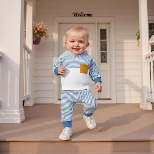 Miniatura 243 de Conjunto de ropa de otoño e invierno para bebé y niño, sudadera larga con capucha y pantalones para niños pequeños, 6, 12, 18, 24 meses, 2T