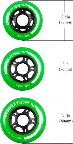Miniatura 3 de Rollerex VXT500 - Ruedas de patín en línea (paquete de 8) (varias opciones de tamaño y color disponibles), para interiores y exteriores, diseñadas