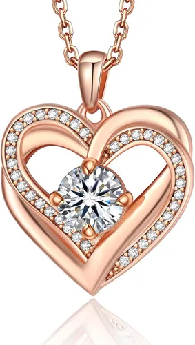 Miniatura 18 de MomentWish Collar de corazón para mujer, moissanita, diamante de imitación, plata de ley 925