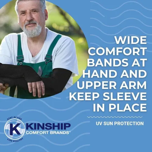 Miniatura 5 de Mangas protectoras de brazo para piel fina de ancianos, moretones, protección solar, hombres, mujeres Negro 2 Par