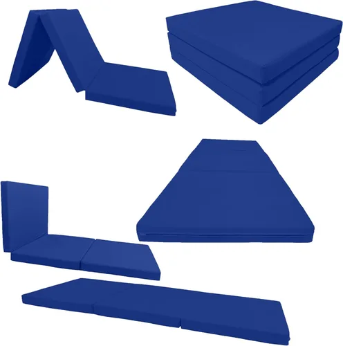 Miniatura 6 de D&D Futon Furniture Camas de espuma triple Shikibuton azul real, 3 x 27 x 75, espuma blanca resistente de alta densidad de 1.8 libras, alfombrillas