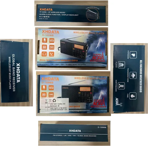 Miniatura 9 de XHDATA D109WB Radio Meteorológica Portátil AM/FM/SW/LW/WB de Onda Corta con Alerta NOAA, Operada por Batería, Excelente Sonido, Altavoz Inalámbrico