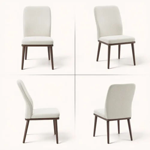 Miniatura 7 de Elegante juego de 4 sillas de comedor, tapizadas Parsons con ribete de cabeza de clavo, silla de cocina con cojines gruesos y patas de madera, Beige