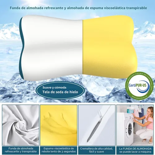 Miniatura 2 de Almohada cervical para el alivio del dolor, almohadas de espuma viscoelástica con contorno para dormir, almohada ergonómica ortopédica de Blanco
