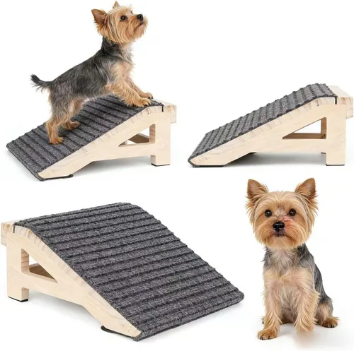 Miniatura 10 de Paquete de 1 rampa de escaleras para perros pequeños y mayores, escalones antideslizantes de madera para mascotas, rampa de asistencia para perros