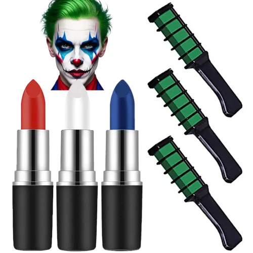 Miniatura 9 de Mysense Kit de pintura facial para disfraz de Halloween, cosplay, fiesta, maquillaje para mujeres y niñas, pintura facial roja y azul, crema Set1