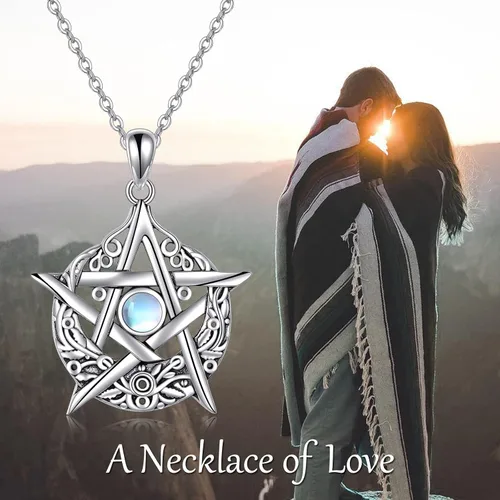 Miniatura 6 de ONEFINITY Collar de piedra lunar cruz de plata esterlinadrgaonhongoluna crecientepentagramatalismán collar con colgante de nudo celta regalos
