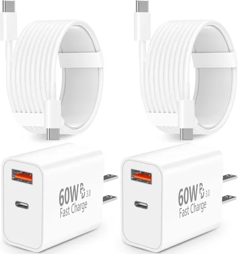 Miniatura 12 de [Apple MFi Certified] iPhone 17 Charger Fast Charging, Rombica 4Pack 60W USB-C Charger Dual Port PD&QC Type-C Dynamic Power Adapter + 6FT Type-C