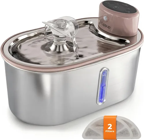 Miniatura 11 de Fuente de agua inalámbrica para gatos de acero inoxidable de 108 oz/3.2 L Batería de 5200 mAh, autonomía de 50 días, sensor de movimiento, ultra