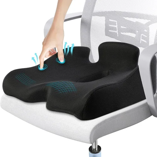 Benazcap Cojín de Asiento con Memoria Extra Grande para Silla de Oficina Alivio de Presión Ciática y Alivio del Dolor de Coxis Almohadilla de Cóccix