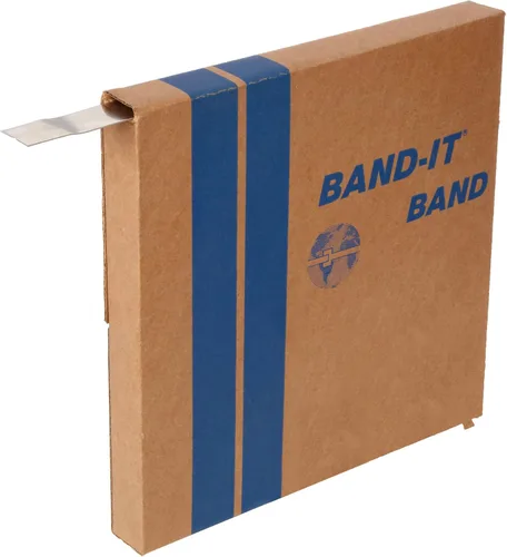 BAND-IT G43199 Banda gigante de 1.0 pulgadas de ancho, 0.044 pulgadas de grosor, acero inoxidable 201 con acabado brillante (rollo de 100 pies)