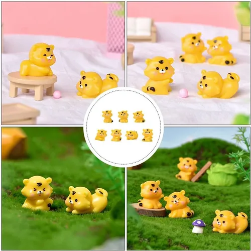 Miniatura 9 de NUOBESTY Juego de adornos de mini tigre, 7 figuras de resina de 1.02 pulgadas, modelos creativos de tigre pequeño, decoración de escritorio