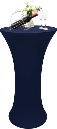 Miniatura 7 de Cubierta de Mesa de Cóctel Redonda Ajustada de 24x43 Pulgadas Mantel de Mesa de Cóctel de Elastano Negro Mantel Ajustado Highboy Manteles de Mesa