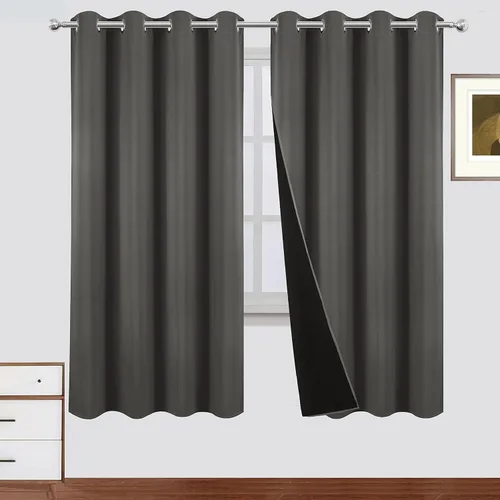 Miniatura 46 de LEMOMO Cortinas 100% opacas de 52 x 95 pulgadas, 2 paneles de oscurecimiento con aislamiento térmico para dormitorio Negro