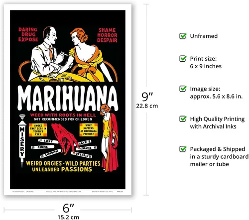 Miniatura 3 de Marihuana - Weed with Roots in Hell - Orgías extrañas - Fiestas salvajes - Pasiones desatadas - Póster de película vintage por Dwain Esper c.1936