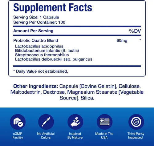 Miniatura 2 de Probióticos digestivos avanzados para mujeres y hombres – Cuadbiótico 4 en 1 para mujeres y hombres con Lactobacillus y Bifidobacterium Probióticos