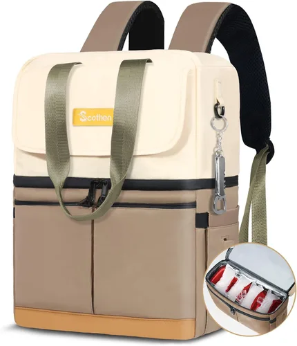 Miniatura 18 de Scothen Mochila Enfriadora con Doble Cubierta y 12 Paquetes de Hielo - Mantiene 36 Latas Frías por Hasta 24 Horas - Mochila Enfriadora Aislada