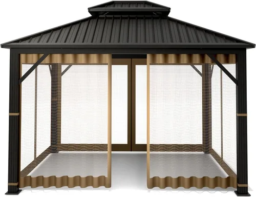 Miniatura 3 de Mosquitera Universal de Repuesto para Gazebo – Hugline 10' x 12' Pantalla de Malla para Exteriores, Cortinas Laterales de 4 Paneles con Cremallera