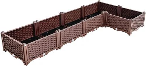 Miniatura 27 de BAOYOUNI - Juego de jardinera cuadrado para jardín elevado, maceta de plástico, caja de cultivo para verduras, hierbas, flores y plantas suculentas