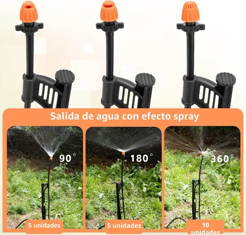 Miniatura 4 de 20 Juegos de Cabezales de Aspersores de Riego de 90/180/360 Grados con Estaca, Emisores de Micro Aspersión por Goteo con Tubería de Riego de 1/4