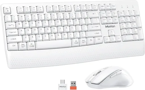 Miniatura 11 de MEETION Teclado y ratón inalámbricos, teclado inalámbrico de tamaño completo con reposa muñecas, ratón ajustable de 3 DPI, juego de teclado y ratón