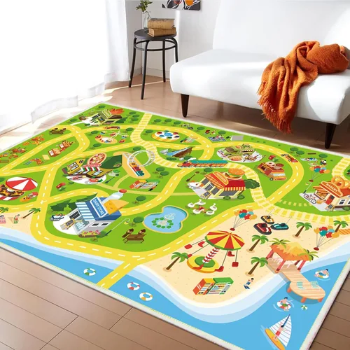 Miniatura 8 de Alfombra de juego para niños, alfombra educativa de 31 x 48 pulgadas, alfombra antideslizante de la vida urbana, alfombra de aprendizaje para niños