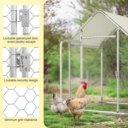 Miniatura 4 de Gallinero de metal, gallinero con cubierta impermeable y anti-UV, jaula de aves de corral con puerta con cerradura, gallinero para gallinas de pato