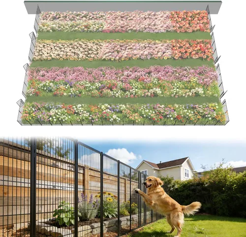 Miniatura 79 de FXW - Valla de jardín metálica y resistente para exteriores, barrera para perros y conejos, fácil instalación, negro, 24 pulgadas de alto x 29.6