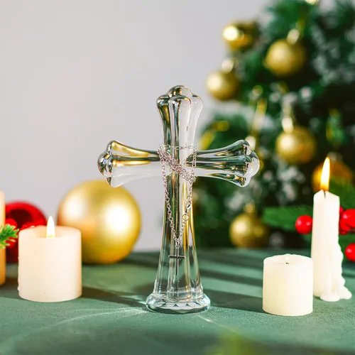 Miniatura 4 de H&D HYALINE & DORA Hecho a mano 5.5 pulgadas cristal cruz santa cruz coleccionable cruces irlandesas figurita para decoración de mesa del hogar