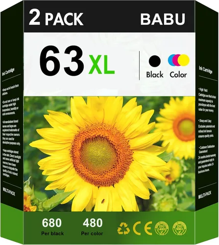 BABU Cartuchos de tinta remanufacturados de repuesto para HP 63xl 63 Work para HP Envy 4510 4520 4522 4525 Deskjet 1112 2130 3630 3640 Officejet