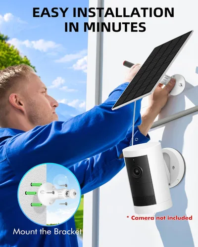 Miniatura 5 de KEPEAK Panel Solar para Cámara Ring al Aire Libre, Cargador Solar Pequeño de 5V con Tipo C o Micro USB, Solo para Batería de Cámara Stick Up Cam