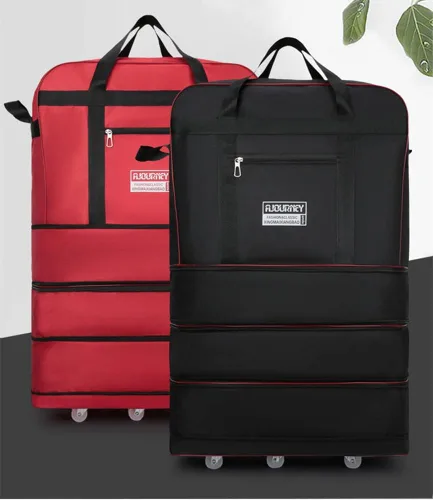Miniatura 2 de Bolsa de viaje Oxford expandible extra grande con ruedas, impermeable, ligera, plegable, maleta, Azul, Equipaje extensible central rígido con ruedas
