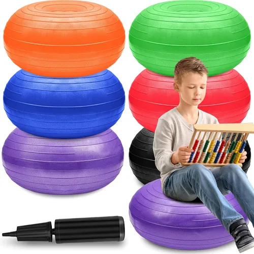 Miniatura 9 de 6 piezas de asientos flexibles para aula, sillas de pelota de yoga elementales para niños, silla de oficina inflable, entrenador de equilibrio