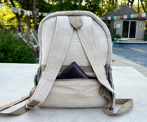 Miniatura 6 de KayJayStyles Natural - Mochila grande de cáñamo Nepal hecha a mano, BKPK-2, Computadora portátil