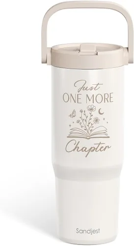Miniatura 15 de SANDJEST Besties - Vaso de acero inoxidable con tapa para pajita de 30 onzas con asa de transporte para mujeres, niñas, mejores amigas, taza de café