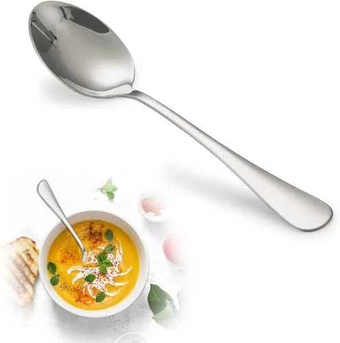 Miniatura 7 de Juego de tenedores y cucharas, 6 piezas de tenedores para ensalada de 6.7" y 6 piezas de cucharas para sopa de 6.7", juego de cubiertos de acero