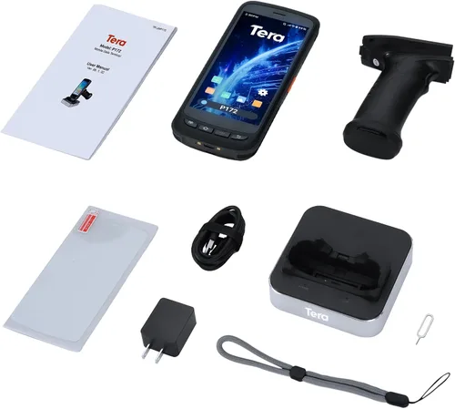 Miniatura 7 de Tera Android 11 escáner de código de barras PDA: con agarre de pistola de cuna de carga 8000mAh batería extra grande computadora móvil portátil 5.2